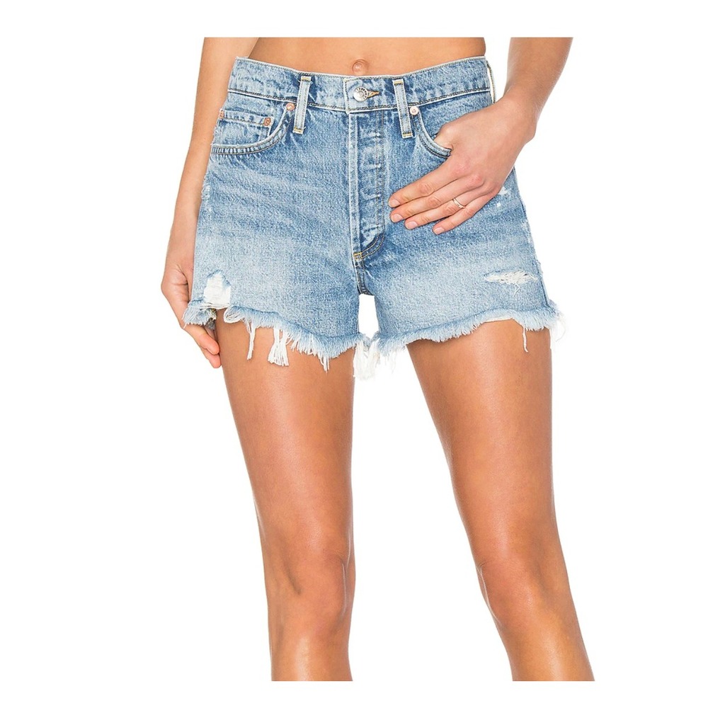AGOLDE Parker Vintage Denim Cutoff Shorts Sz 27 Light Wash High Rise Distressed